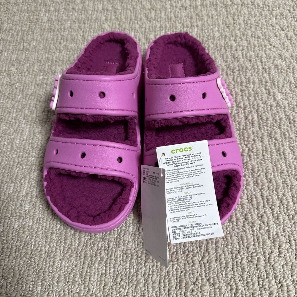 Women Saweetie X CROCS FUZZ-LINED SLIDE SANDAL RARE Sweetie NWT US 6